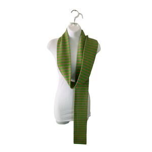 J.Crew Wool & Cashmere Blend Green Pink Color Striped Design Scarf #1196